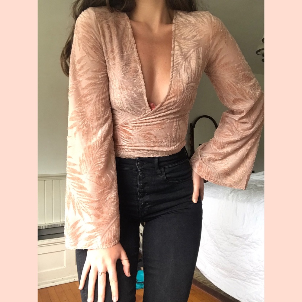 Jacquard | Bell Sleeve | Cropped | Wrap Top